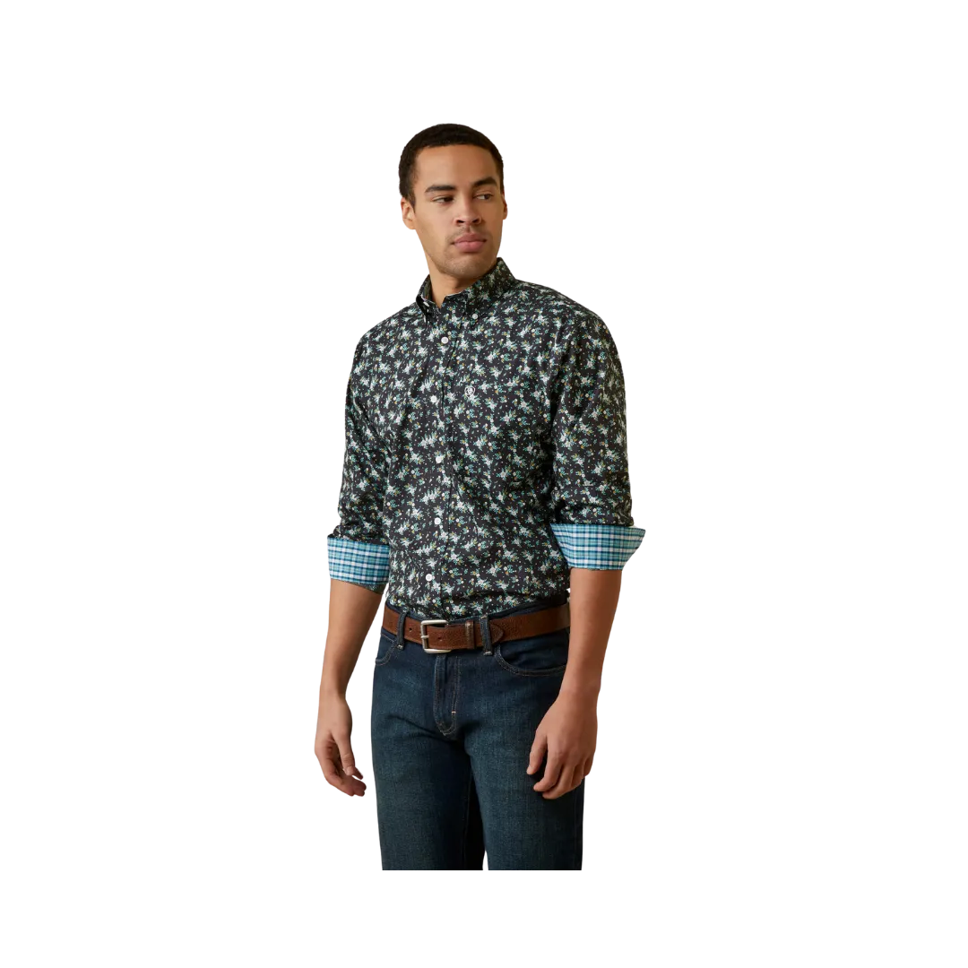Ariat Men's Wrinkle Free Camdyn Fitted Navy Shirt