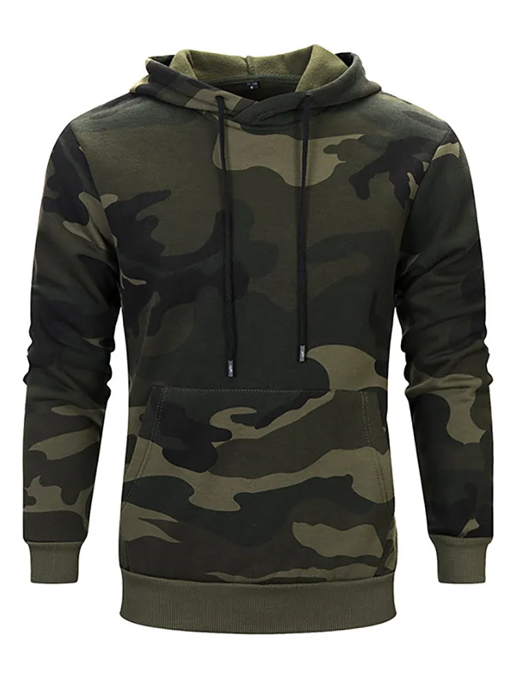 Casual Camouflage Drawstring Hoodies