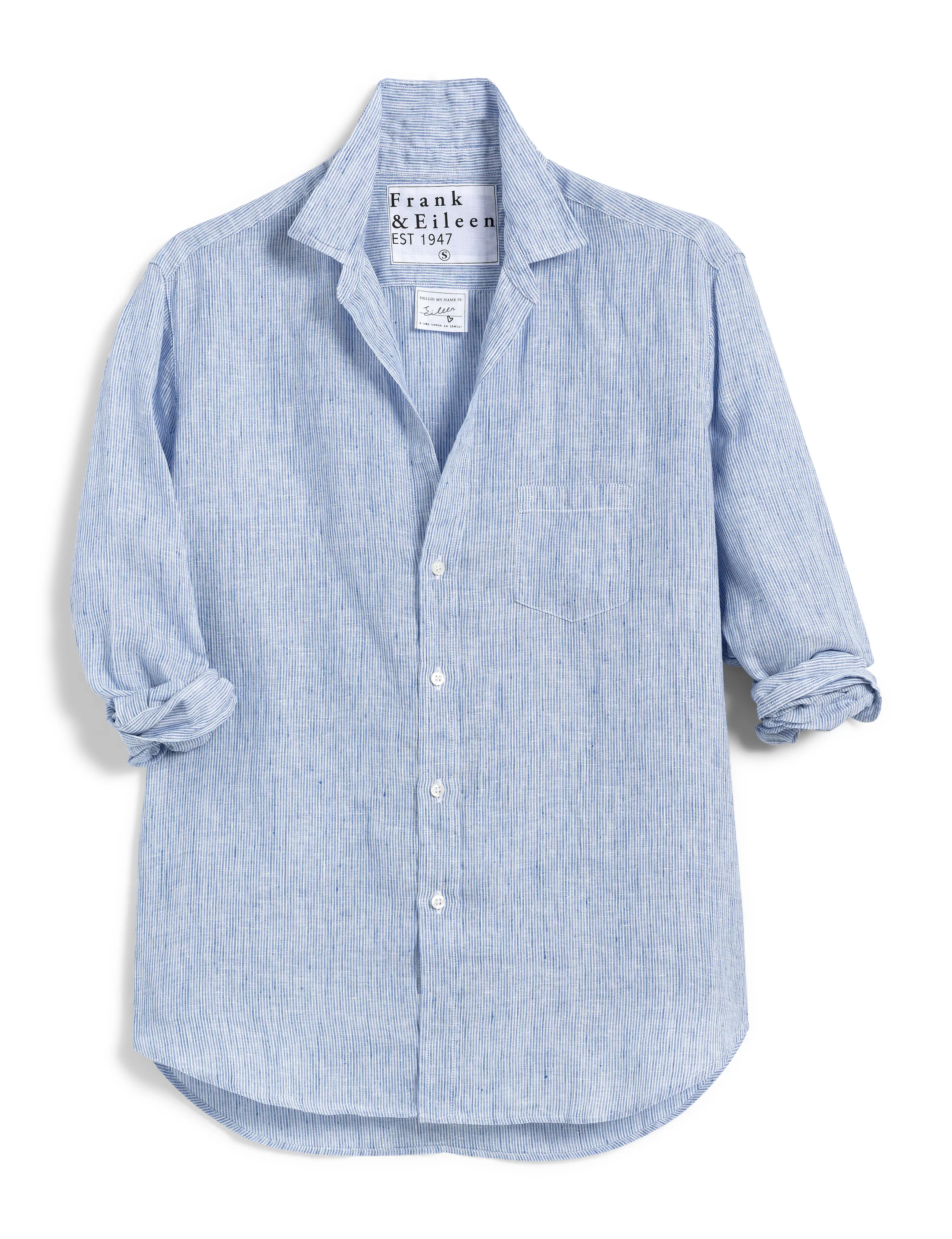 Frank & Eileen - Eileen Woven Button Up in Thin Blue Stripe