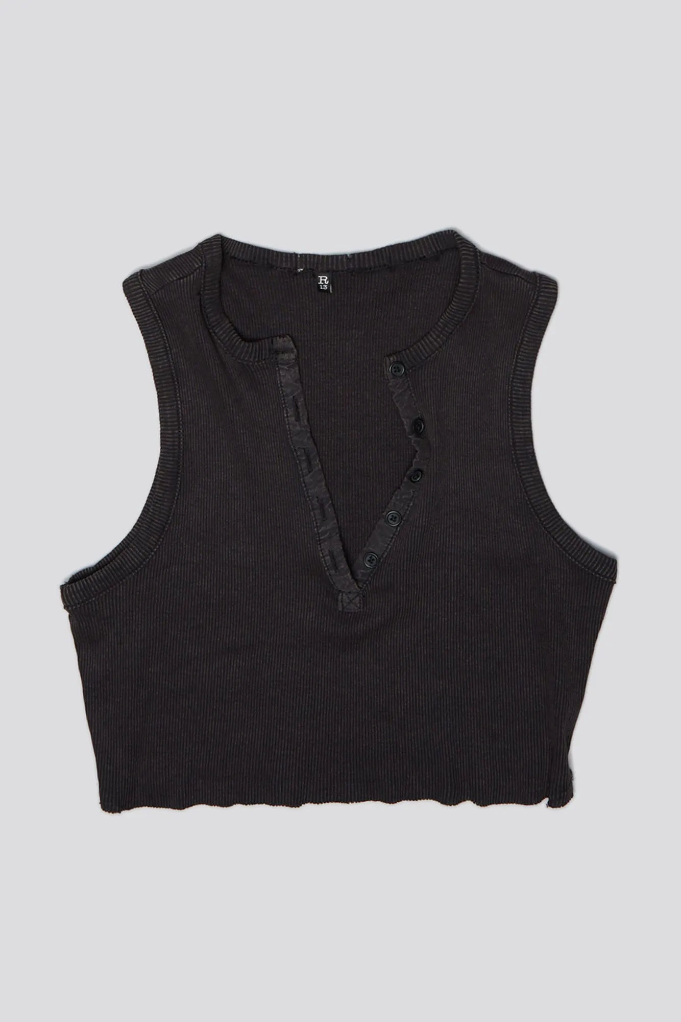 HENLEY TANK - WASHED BLACK