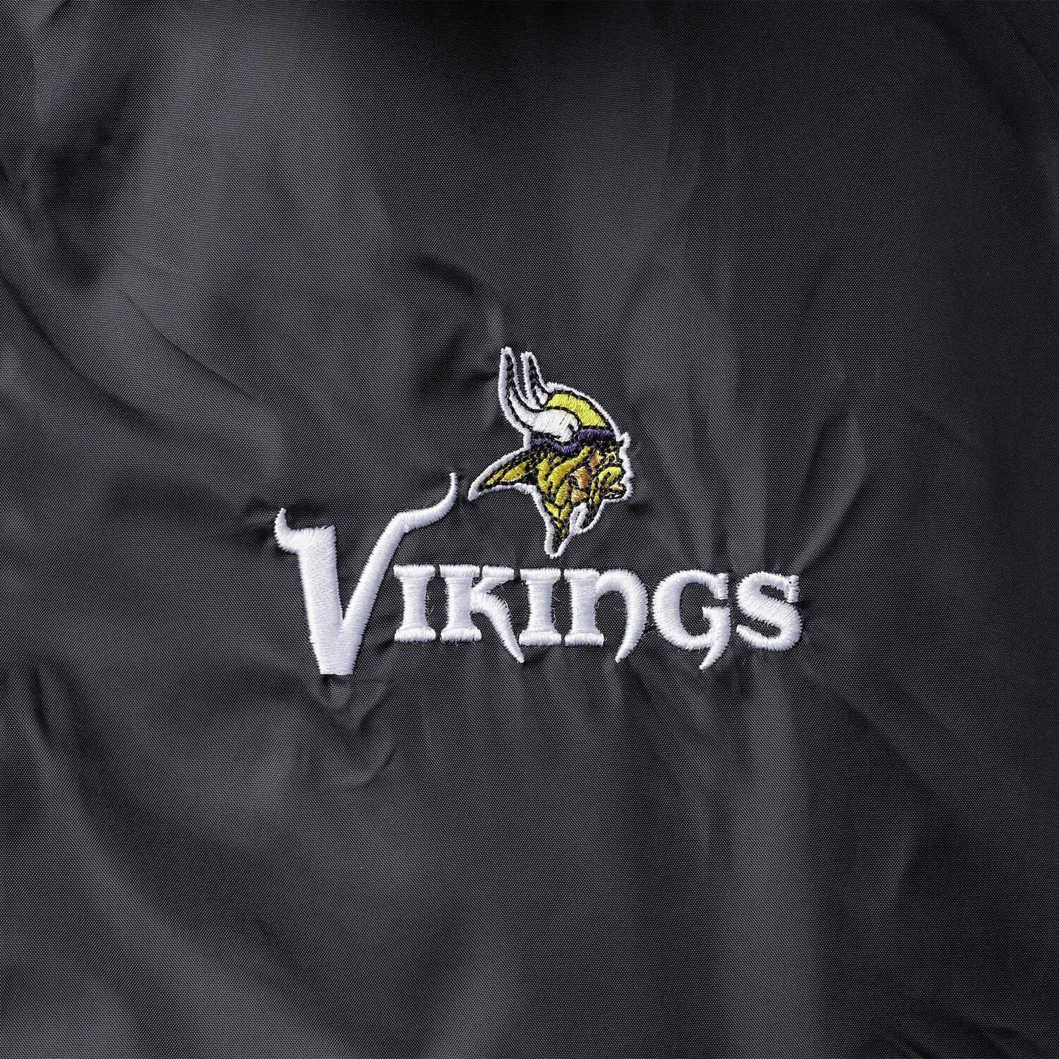Minnesota Vikings Coaches Men's Black Classic Snap Windbreaker Raglan