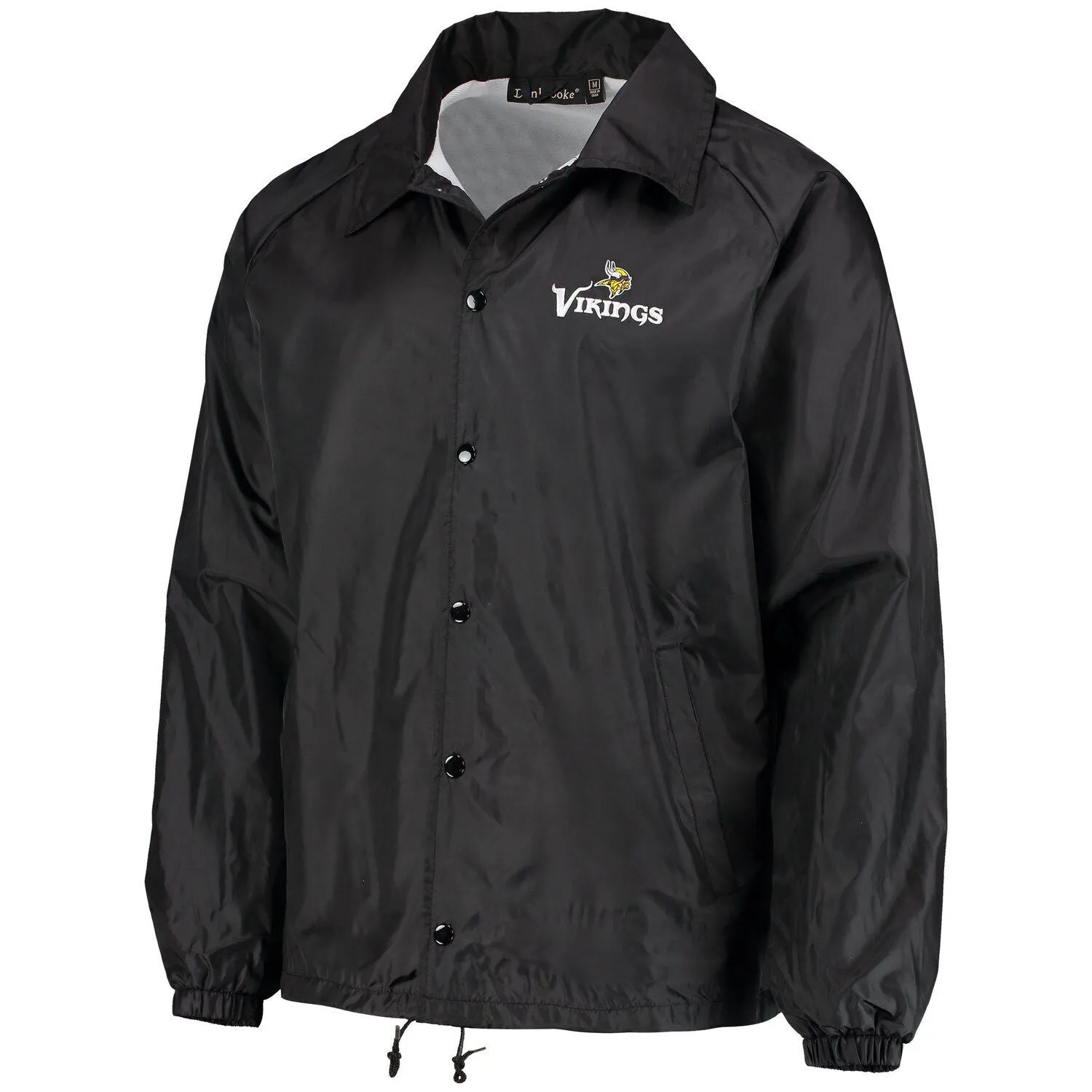 Minnesota Vikings Coaches Men's Black Classic Snap Windbreaker Raglan