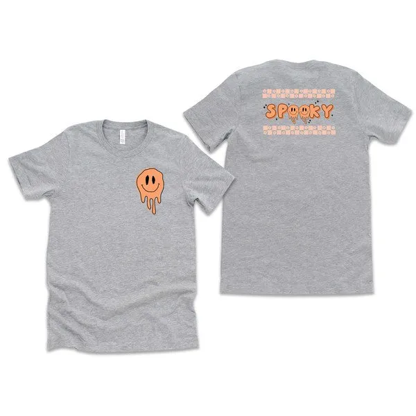 Spooky Checkered Flowers Front & Back Graphic Tee