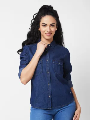 Spykar Blue Indigo Shirt For Women