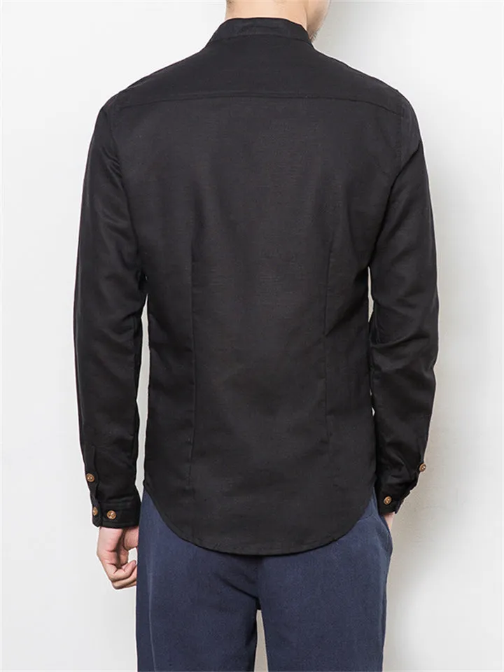 Stand Collar Embroidery Solid Color Shirts