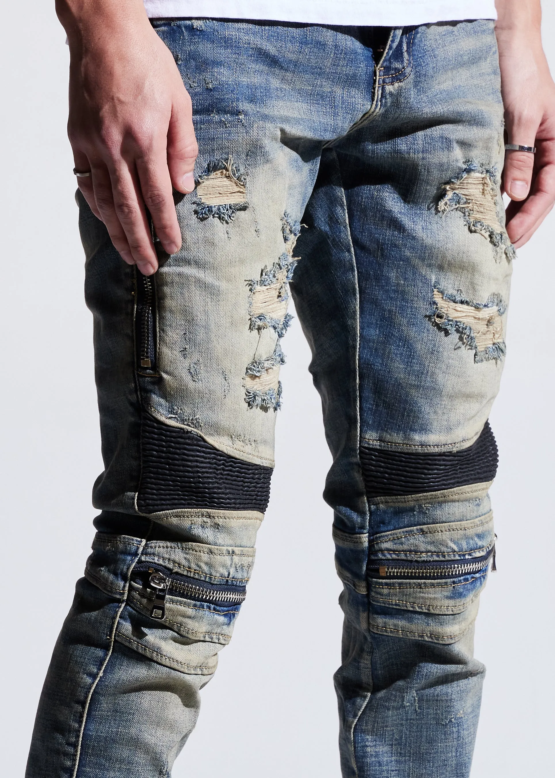 Sunny Biker Denim (Distressed Indigo)