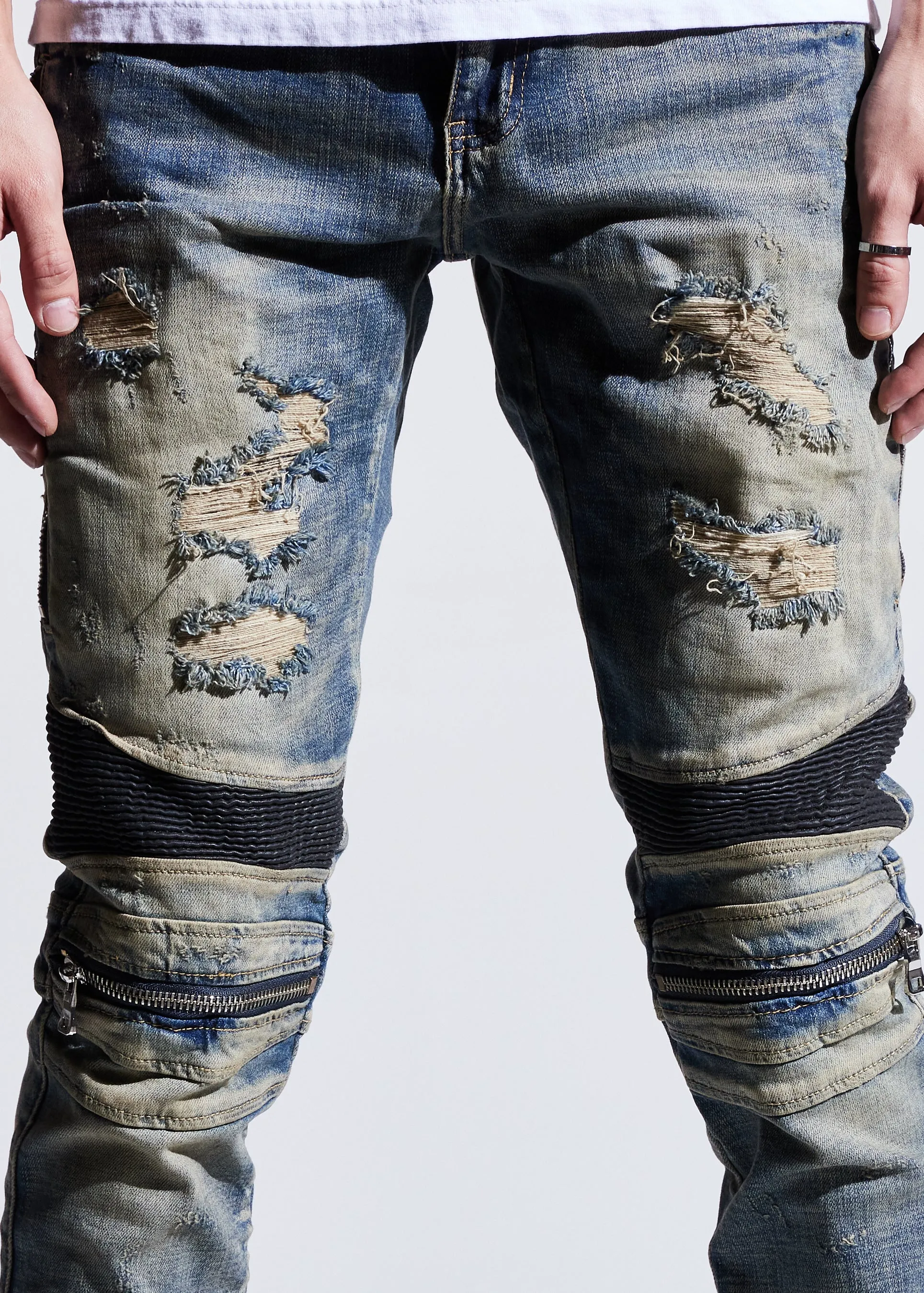 Sunny Biker Denim (Distressed Indigo)