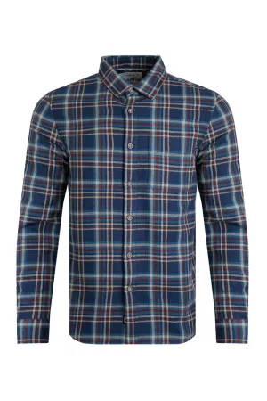 Weird Fish XL Navy Broxton Organic Cotton Herringbone Check Shirt