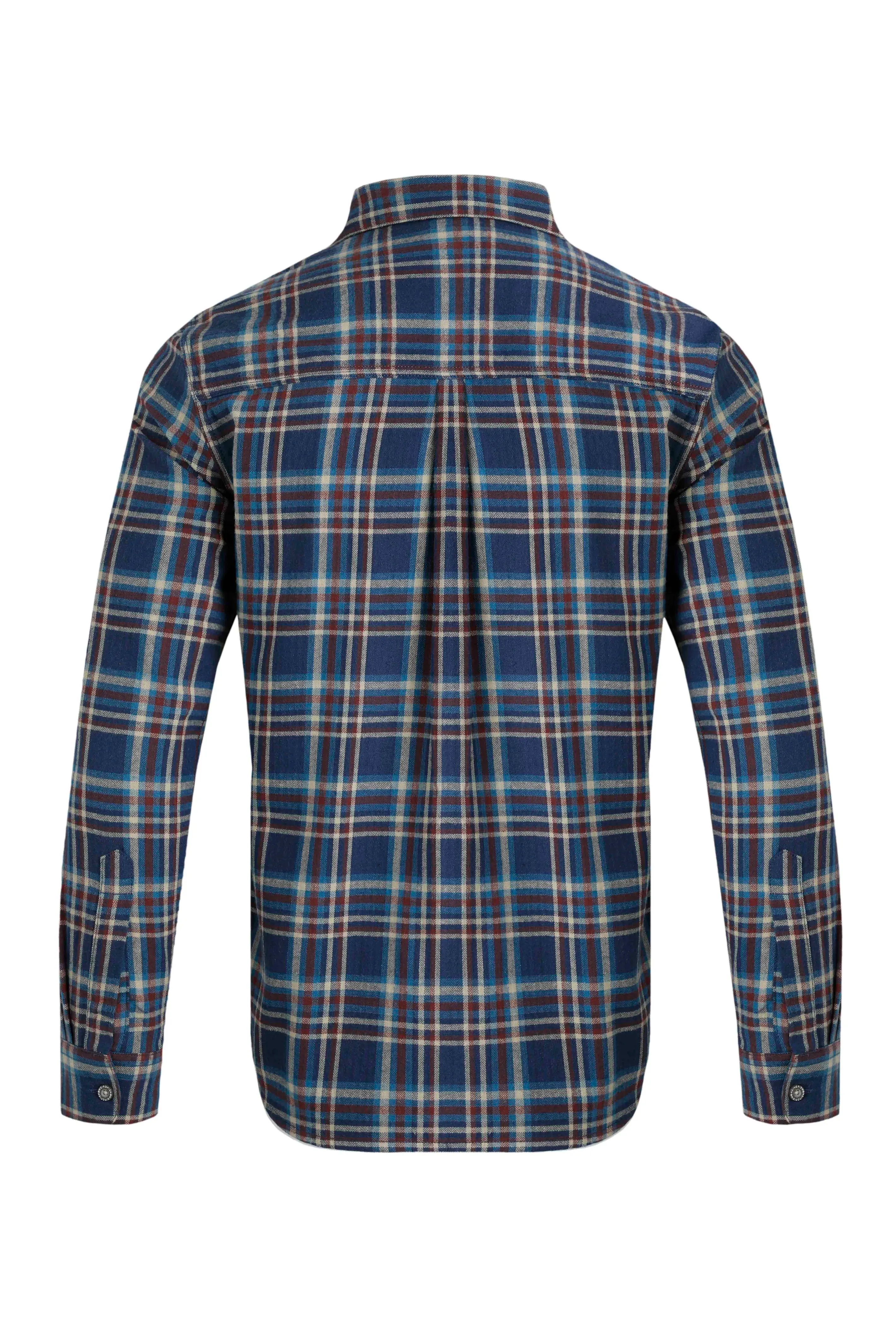 Weird Fish XL Navy Broxton Organic Cotton Herringbone Check Shirt