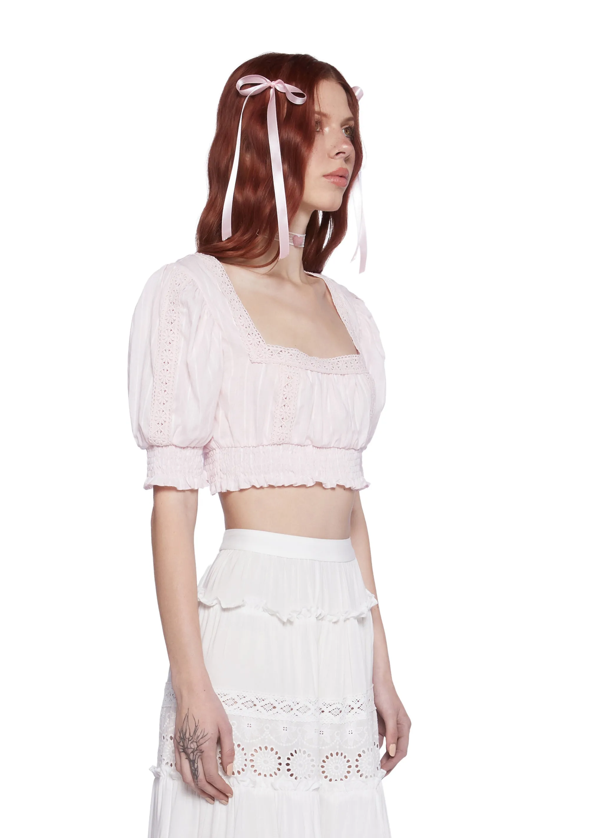 Wistful Memories Peasant Crop Top