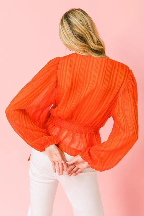 Women's Surplice Neckline Woven Top