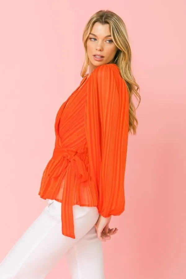 Women's Surplice Neckline Woven Top
