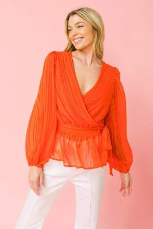 Women's Surplice Neckline Woven Top
