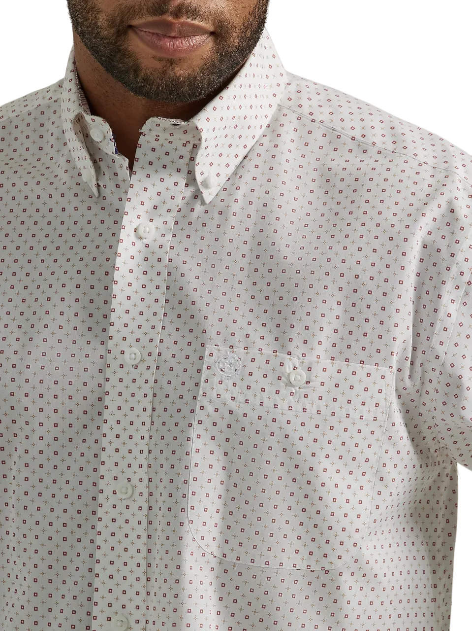 Wrangler Men's George Strait Button Down One Pocket In Stars & Squares Shirt