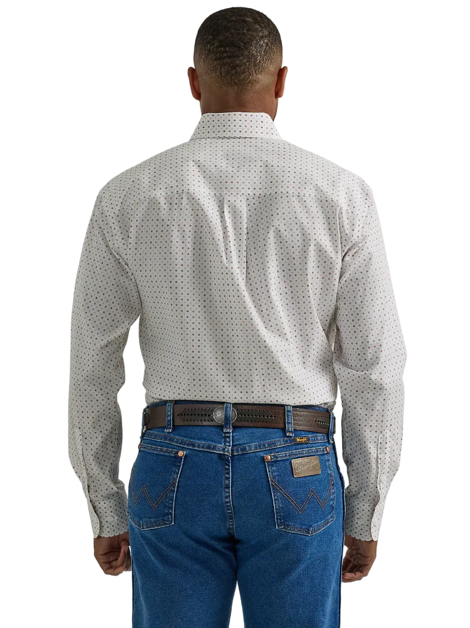 Wrangler Men's George Strait Button Down One Pocket In Stars & Squares Shirt