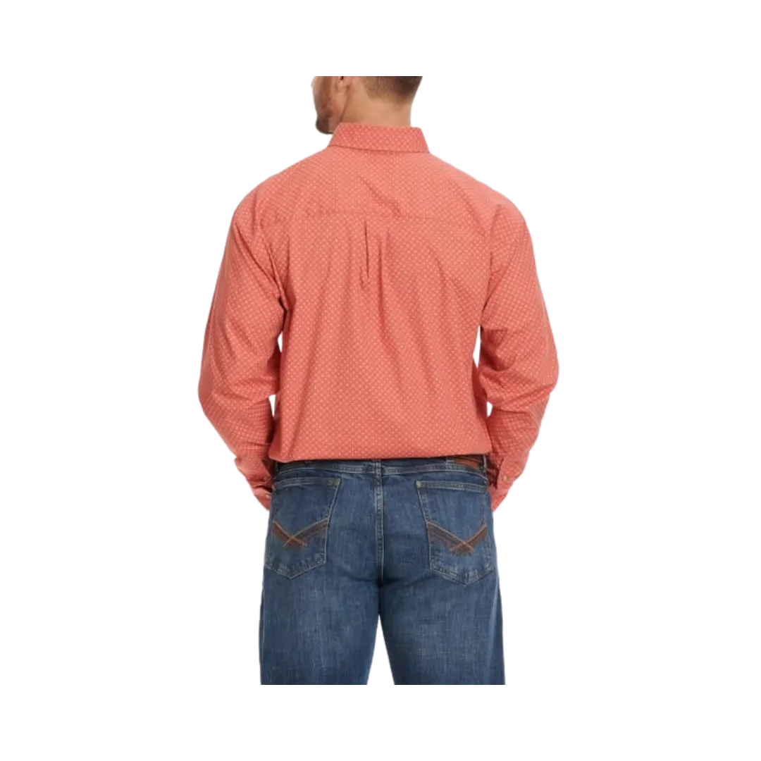 Wrangler Men's Terracotta & Latte Geo Print Classic Fit Long Sleeve Western Shirt